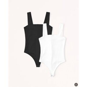 Abercrombie & Fitch Double Layered Seamless Fabric Square-neck Bodysuit White